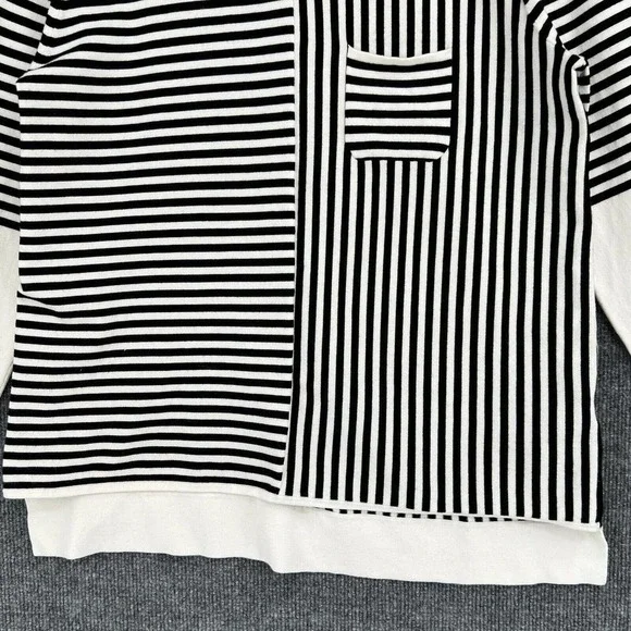 Karen Millen Sweater Womens Large Black White Striped Long Sleeve Tunic - Picture 3 of 10